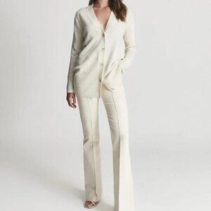 REISS Kelis Wool & Cashmere Blend Oversized Cardigan Cream Size XS